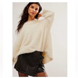 We The Free Black Faux Leather Wynne Skirt